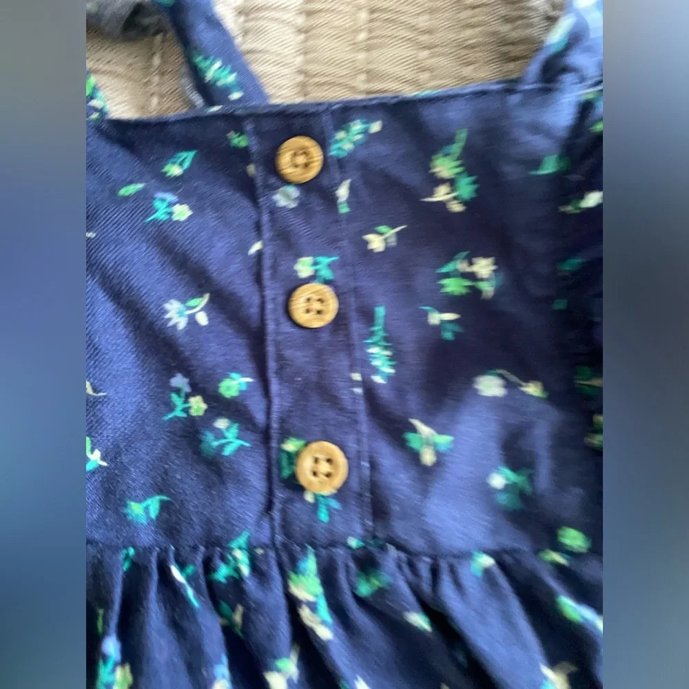 Carter's- 100% cotton toddler 3T Navy Floral matching Set floral button ruffle